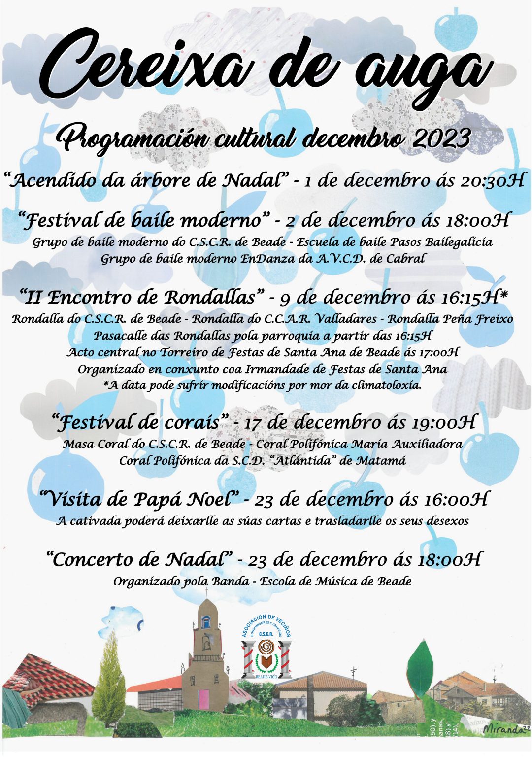 Cereixa de auga: programación cultural decembro 2023