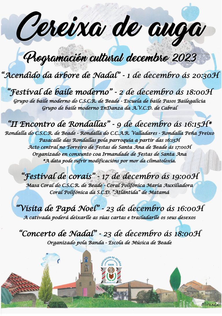 Cereixa de auga: programación cultural decembro 2023