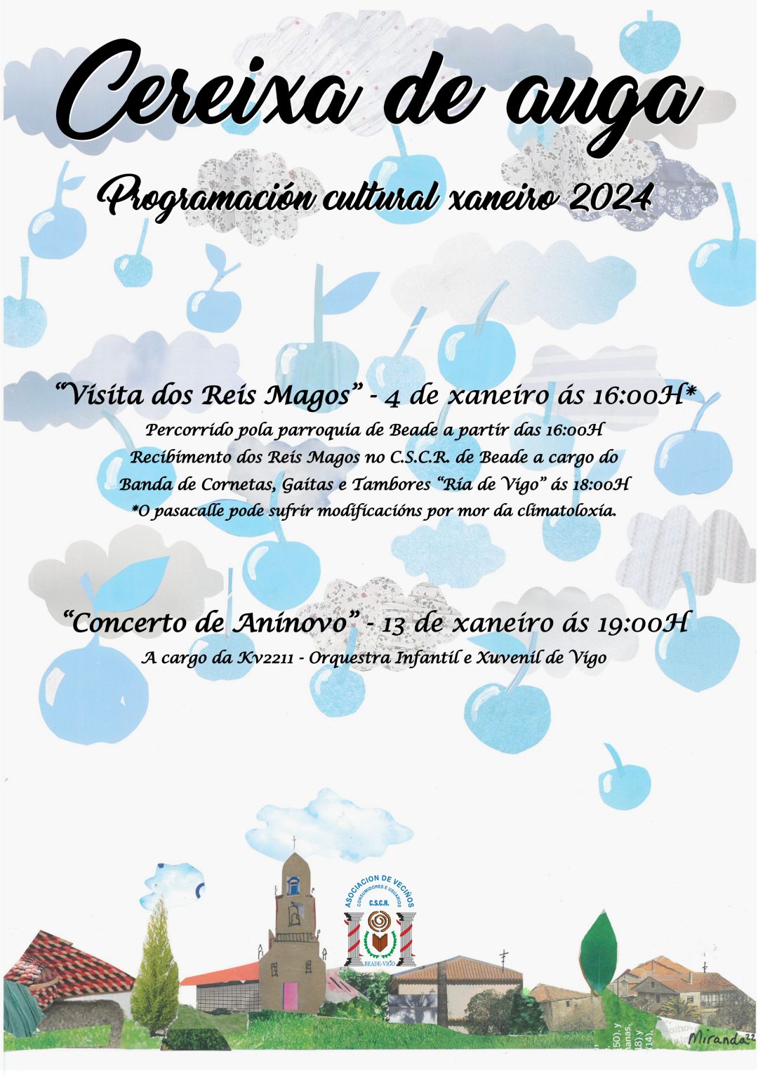 Cereixa de auga: programación cultural xaneiro 2024