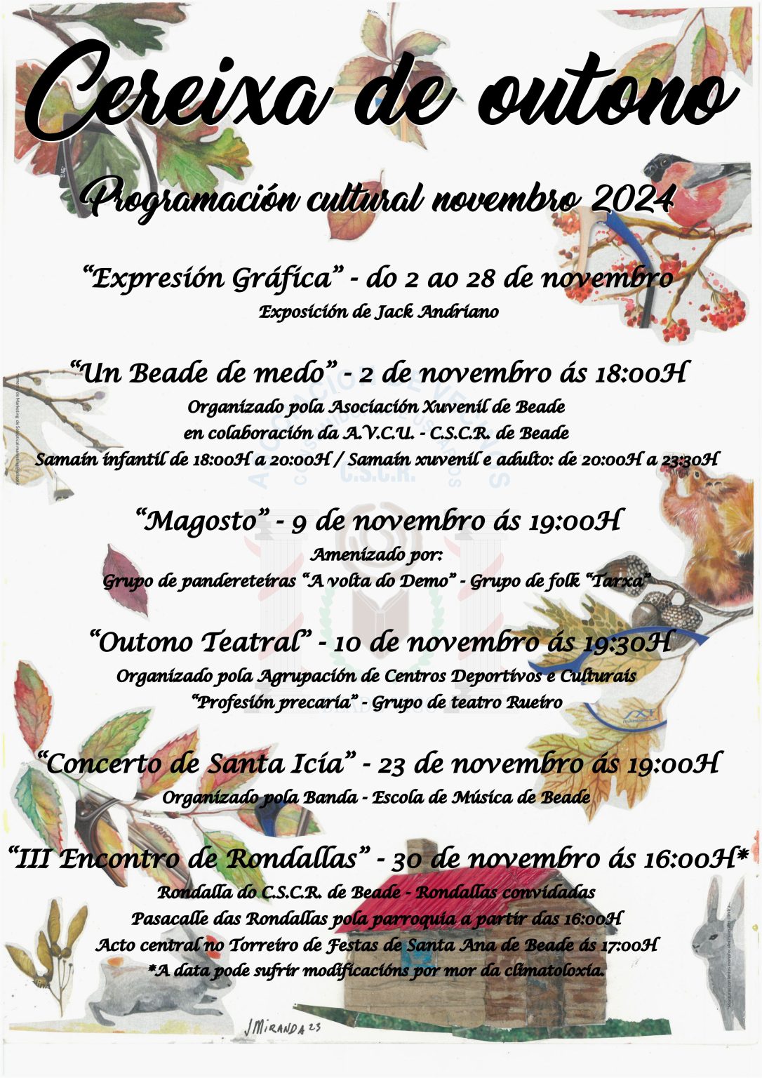 Cereixa de outono: programación cultural novembro 2024