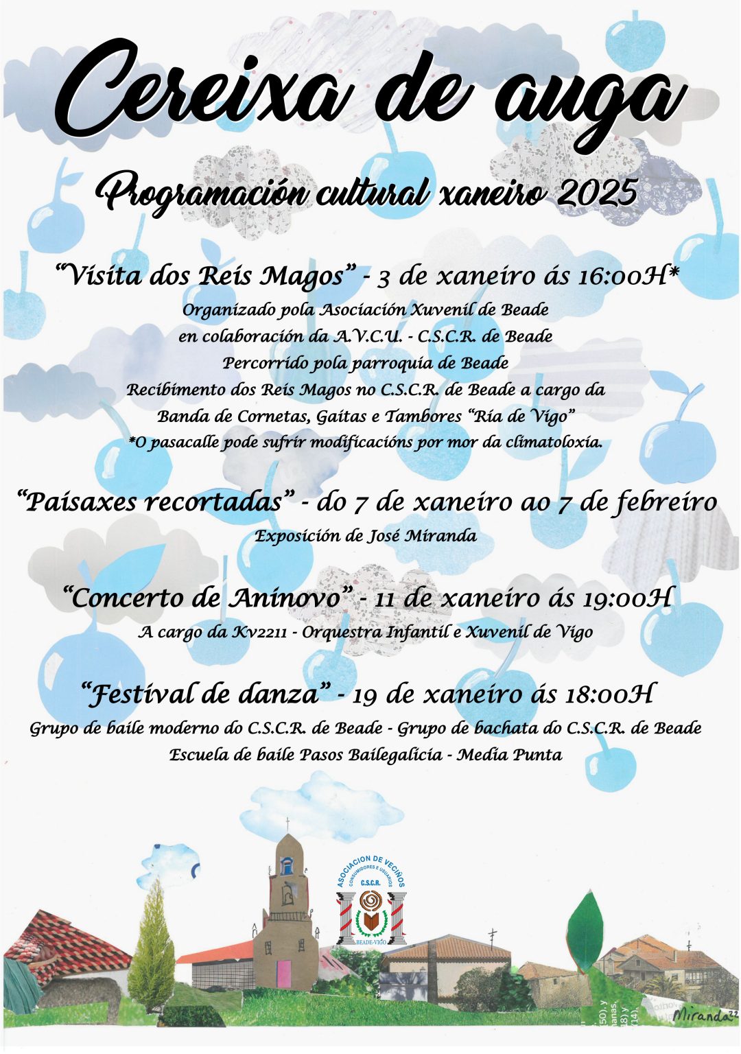 Cereixa de auga: programación cultural xaneiro 2025