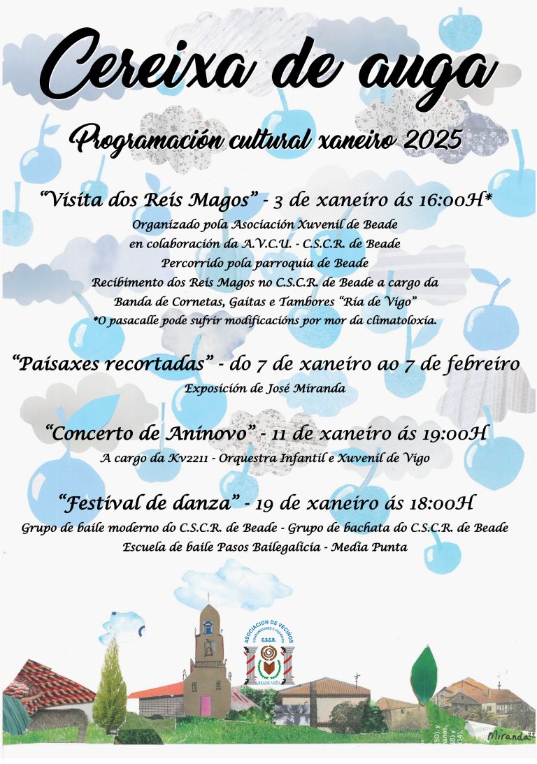 Cereixa de auga: programación cultural xaneiro 2025